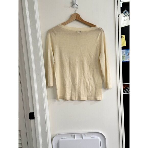 J. Crew Boatneck Lightweight 3/4 Sleeve Sweater 100% Merino Wool Sz L EUC - Picture 2 of 6